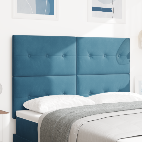 vidaXL LED huvuddyna med LED-ljusslingor Blå 144 cm Sammet