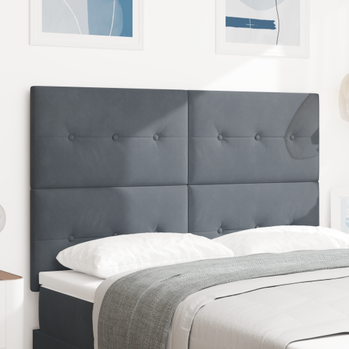 vidaXL LED huvuddyna med LED-ljusslingor Grå 160 cm Sammet