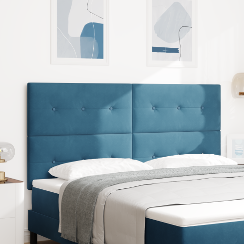 vidaXL LED huvuddyna med LED-ljusslingor Blå 180 cm Sammet