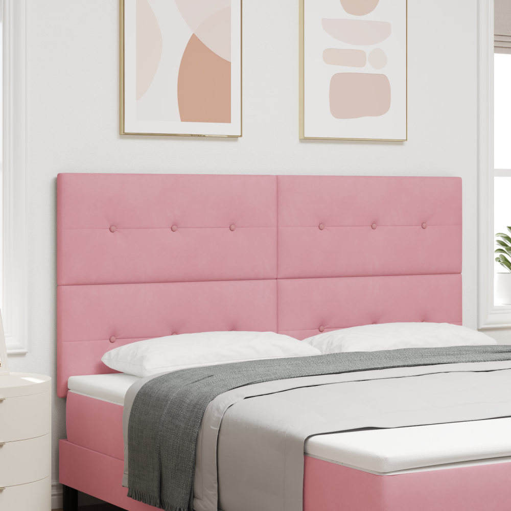 Produktbild för LED huvuddyna med LED-ljusslingor Rosa 180 cm Sammet