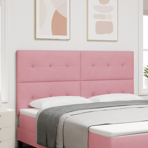 vidaXL LED huvuddyna med LED-ljusslingor Rosa 180 cm Sammet