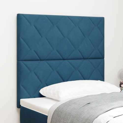 vidaXL LED huvuddyna Mörkblå 100 cm Sammet