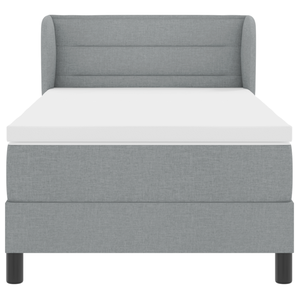 Produktbild för Bäddfjäder med madrass med huvudgavel Ljusgrå 90 x 190 cm tyg