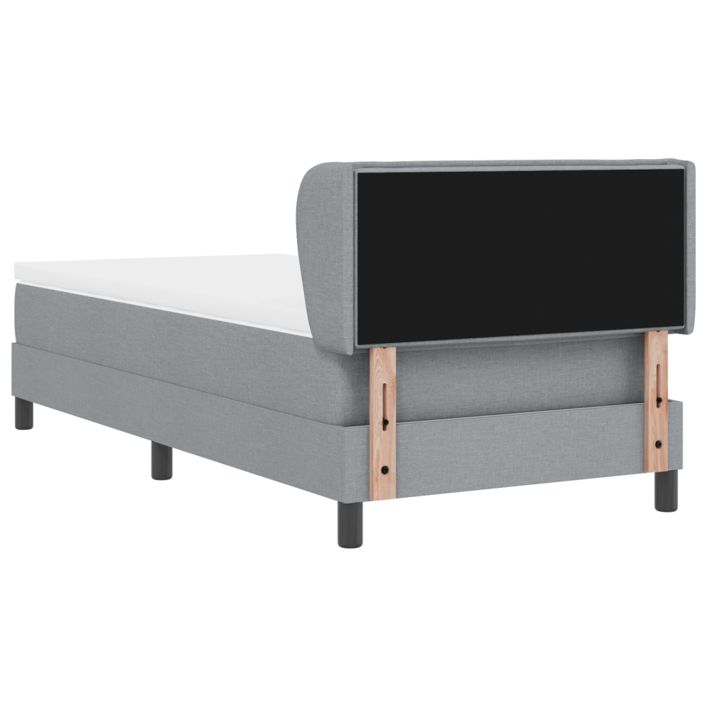 Produktbild för Bäddfjäder med madrass med huvudgavel Ljusgrå 90 x 190 cm tyg