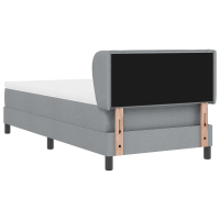 Produktbild för Bäddfjäder med madrass med huvudgavel Ljusgrå 90 x 190 cm tyg