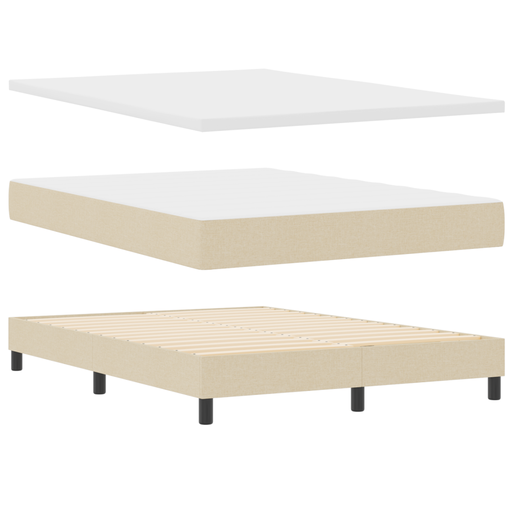 Produktbild för Bäddfjäder med madrass med huvudgavel Kräm 140 x 190 cm tyg