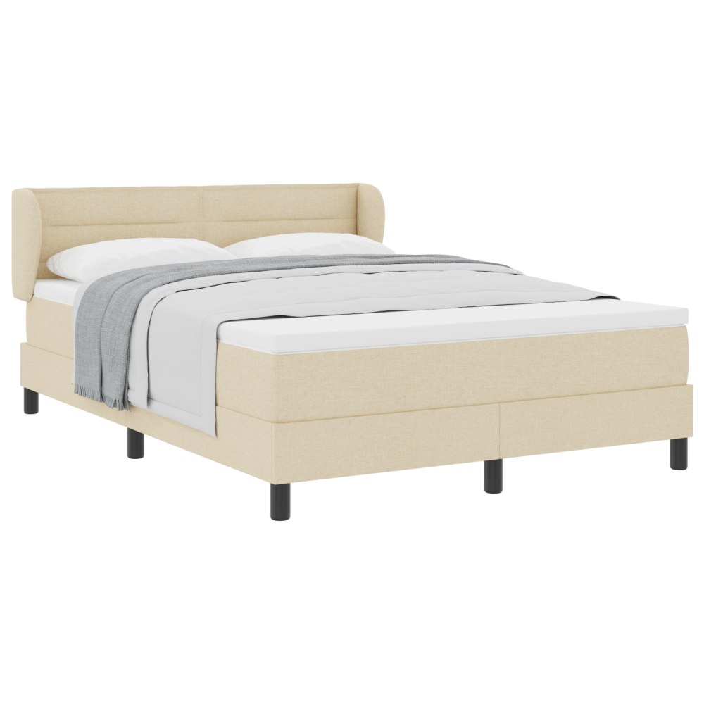 Produktbild för Bäddfjäder med madrass med huvudgavel Kräm 140 x 190 cm tyg