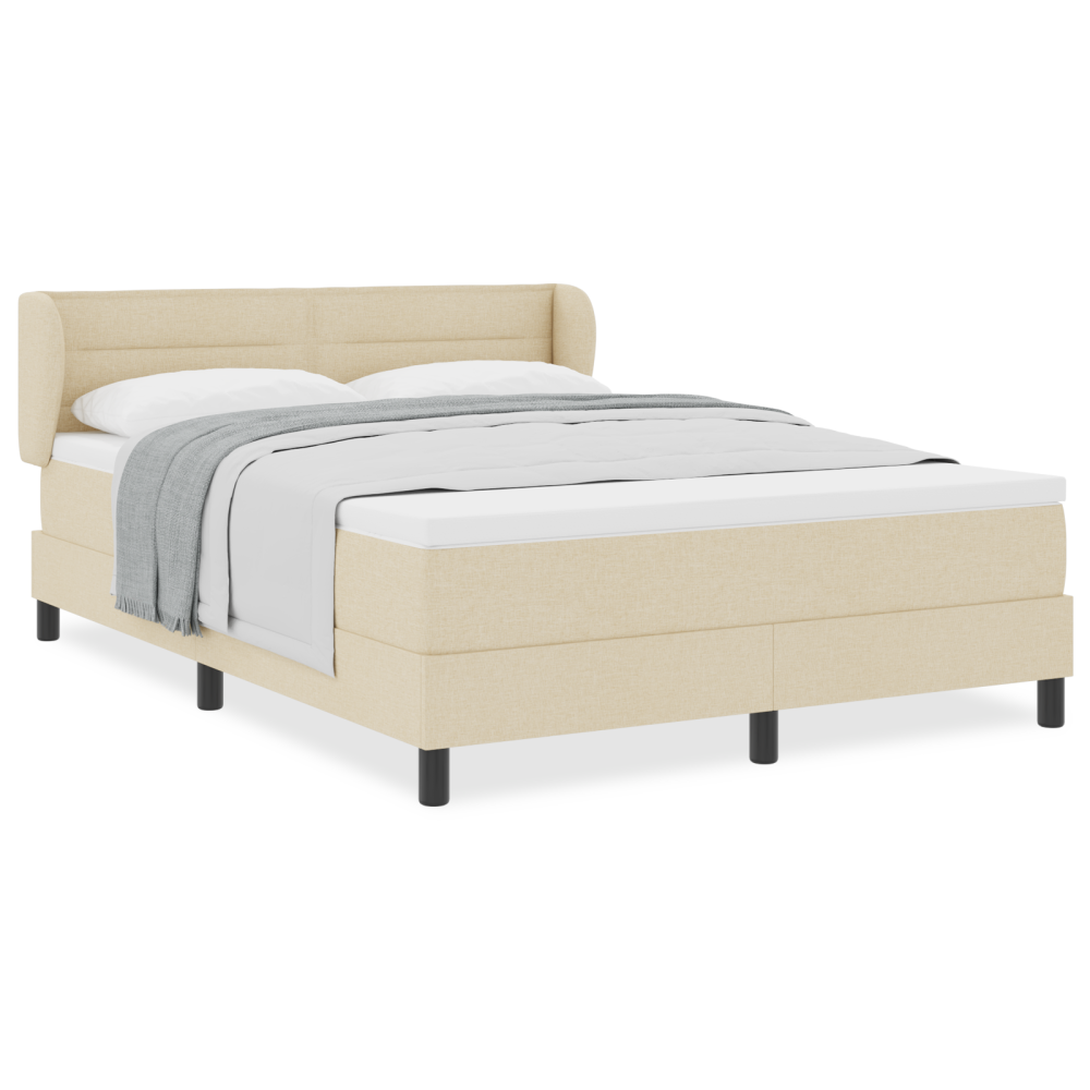 Produktbild för Bäddfjäder med madrass med huvudgavel Kräm 140 x 190 cm tyg