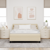 Produktbild för Bäddfjäder med madrass med huvudgavel Kräm 140 x 190 cm tyg