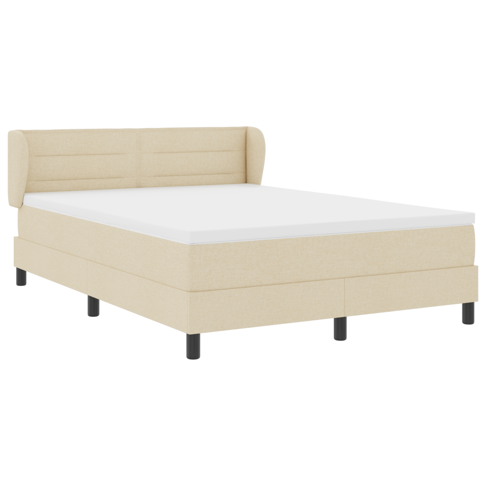 Produktbild för Bäddfjäder med madrass med huvudgavel Kräm 140 x 190 cm tyg