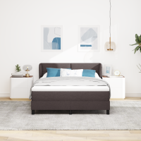Produktbild för Bäddfjäder med huvudgavel Mörkbrun 160 x 200 cm tyg