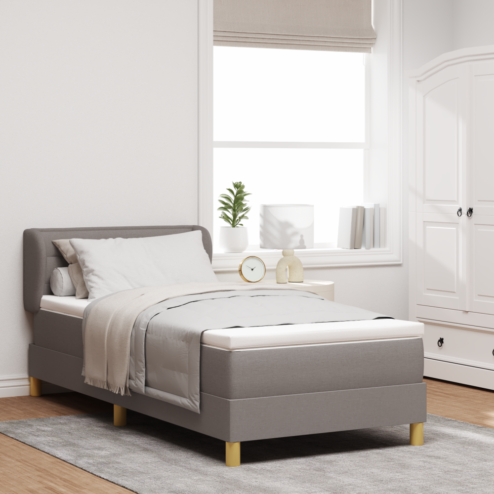 Produktbild för Bäddfjäder med madrass med huvudgavel Taupe 80 x 200 cm tyg