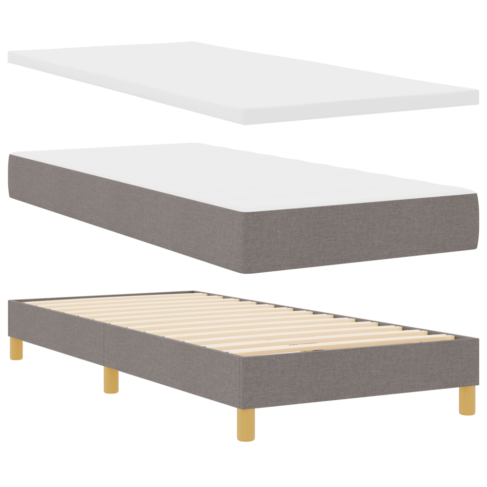 Produktbild för Bäddfjäder med madrass med huvudgavel Taupe 80 x 200 cm tyg