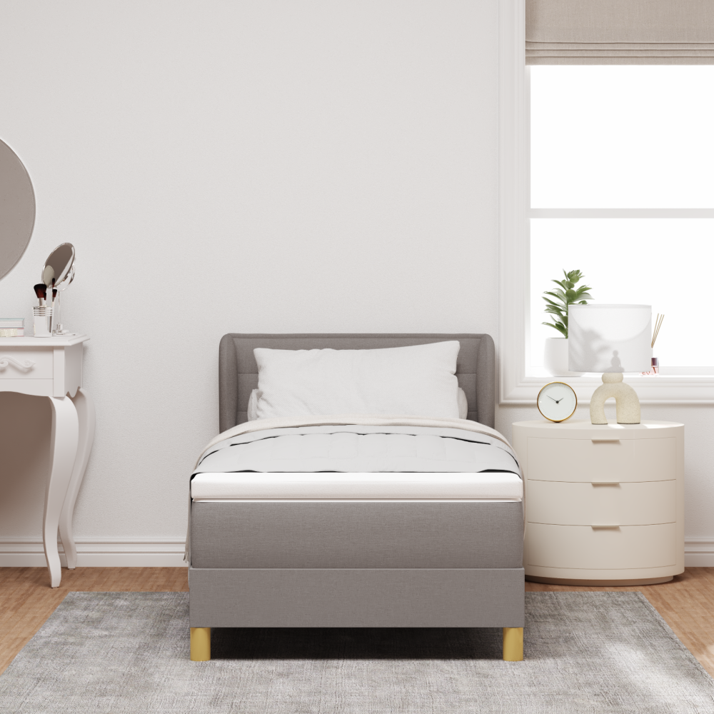 Produktbild för Bäddfjäder med madrass med huvudgavel Taupe 80 x 200 cm tyg