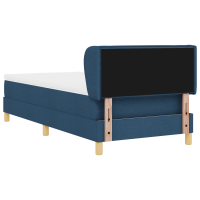 Produktbild för Bäddfjäder med madrass med huvudgavel Blå 90 x 190 cm tyg