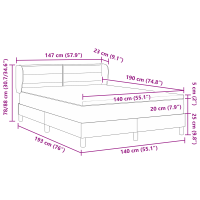 Produktbild för Bäddfjäder med madrass med huvudgavel Kräm 140 x 190 cm tyg