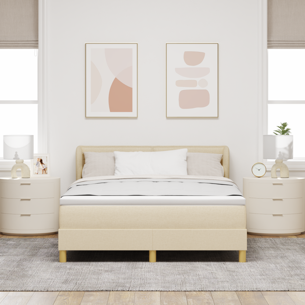 Produktbild för Bäddfjäder med madrass med huvudgavel Kräm 140 x 190 cm tyg