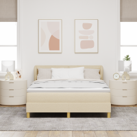 Produktbild för Bäddfjäder med madrass med huvudgavel Kräm 140 x 200 cm tyg