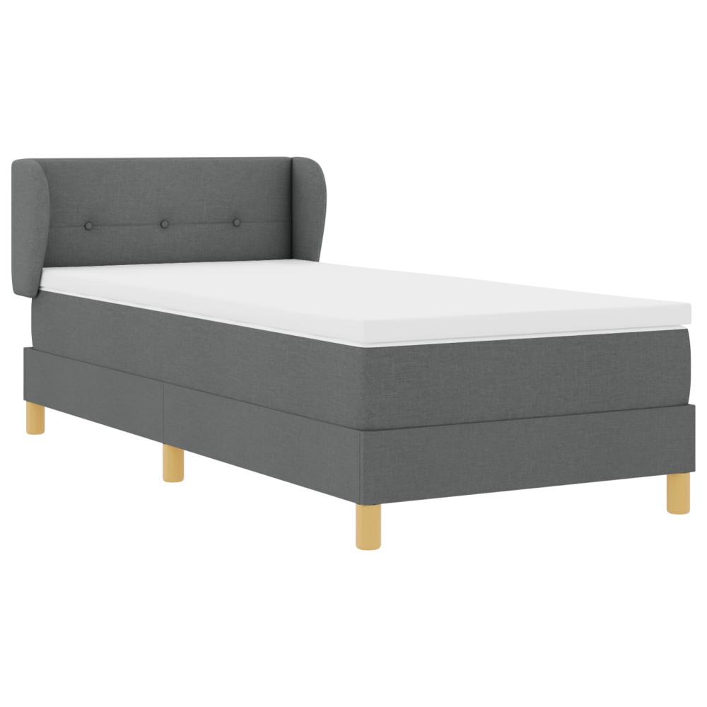 Produktbild för Bäddfjäder med huvudgavel Mörkgrå 80 x 200 cm tyg