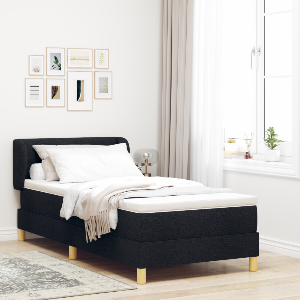 Produktbild för Bäddfjäder med huvudgavel Svart 80 x 200 cm tyg