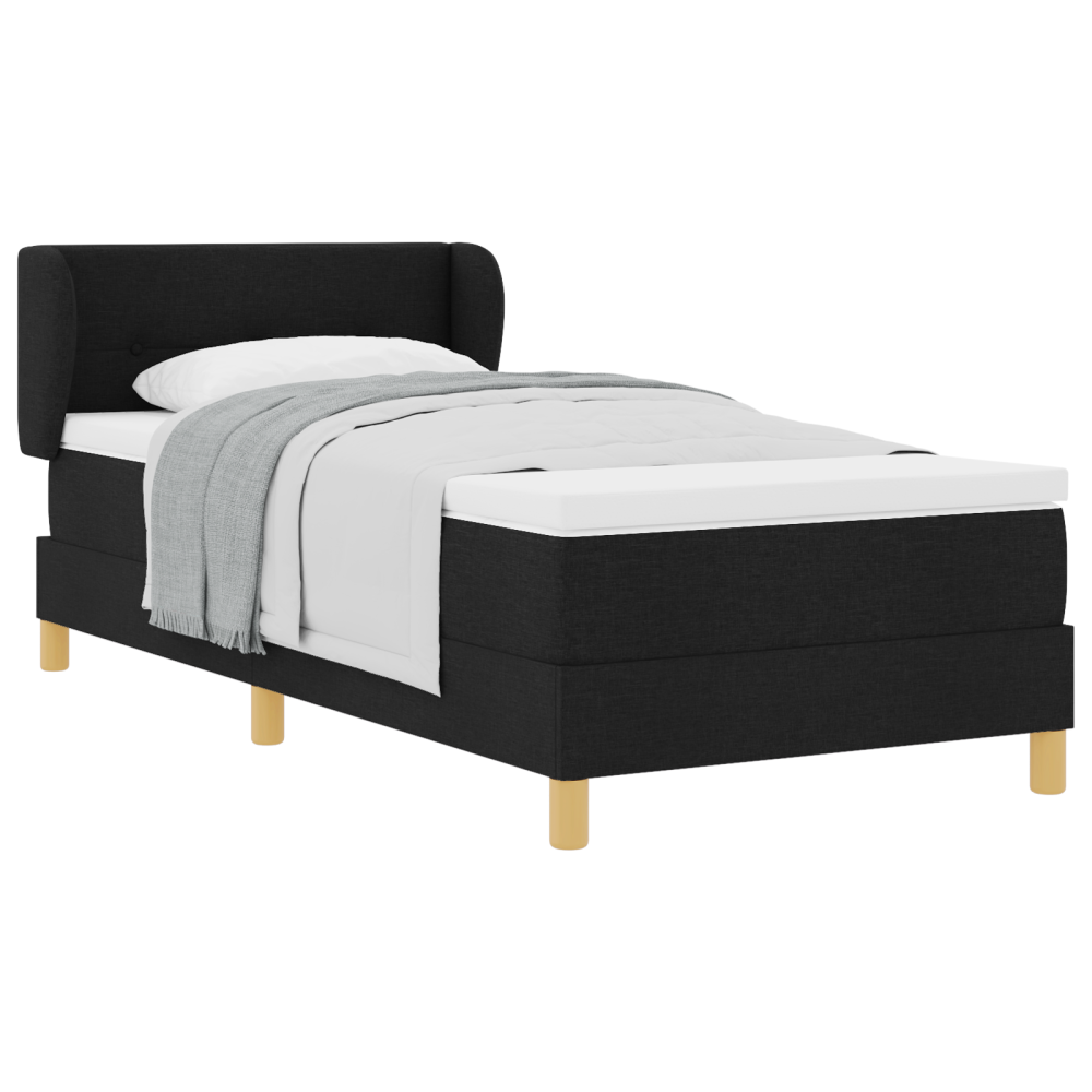 Produktbild för Bäddfjäder med huvudgavel Svart 80 x 200 cm tyg