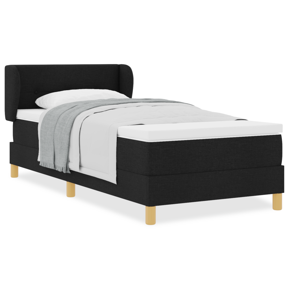 Produktbild för Bäddfjäder med huvudgavel Svart 80 x 200 cm tyg
