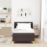 Produktbild för Bäddfjäder med huvudgavel Mörkbrun 90 x 190 cm tyg
