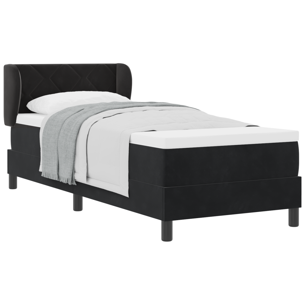 Produktbild för Bäddfjäder med huvudgavel Svart 80 x 200 cm Sammet