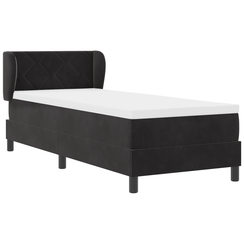 Produktbild för Bäddfjäder med huvudgavel Svart 80 x 200 cm Sammet