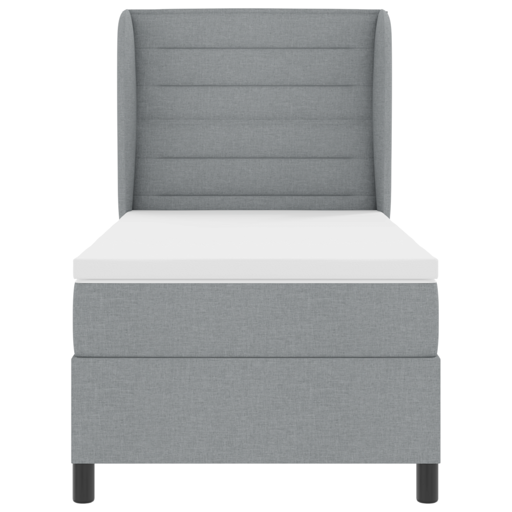 Produktbild för Bäddfjäder med madrass med huvudgavel Ljusgrå 100 x 200 cm tyg