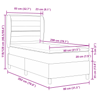 Produktbild för Bäddfjäder med madrass med huvudgavel Ljusgrå 200 x 80 cm tyg