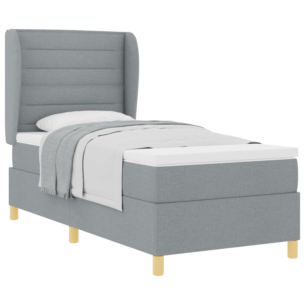 Produktbild för Bäddfjäder med madrass med huvudgavel Ljusgrå 200 x 80 cm tyg