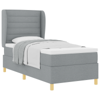 Produktbild för Bäddfjäder med madrass med huvudgavel Ljusgrå 200 x 80 cm tyg