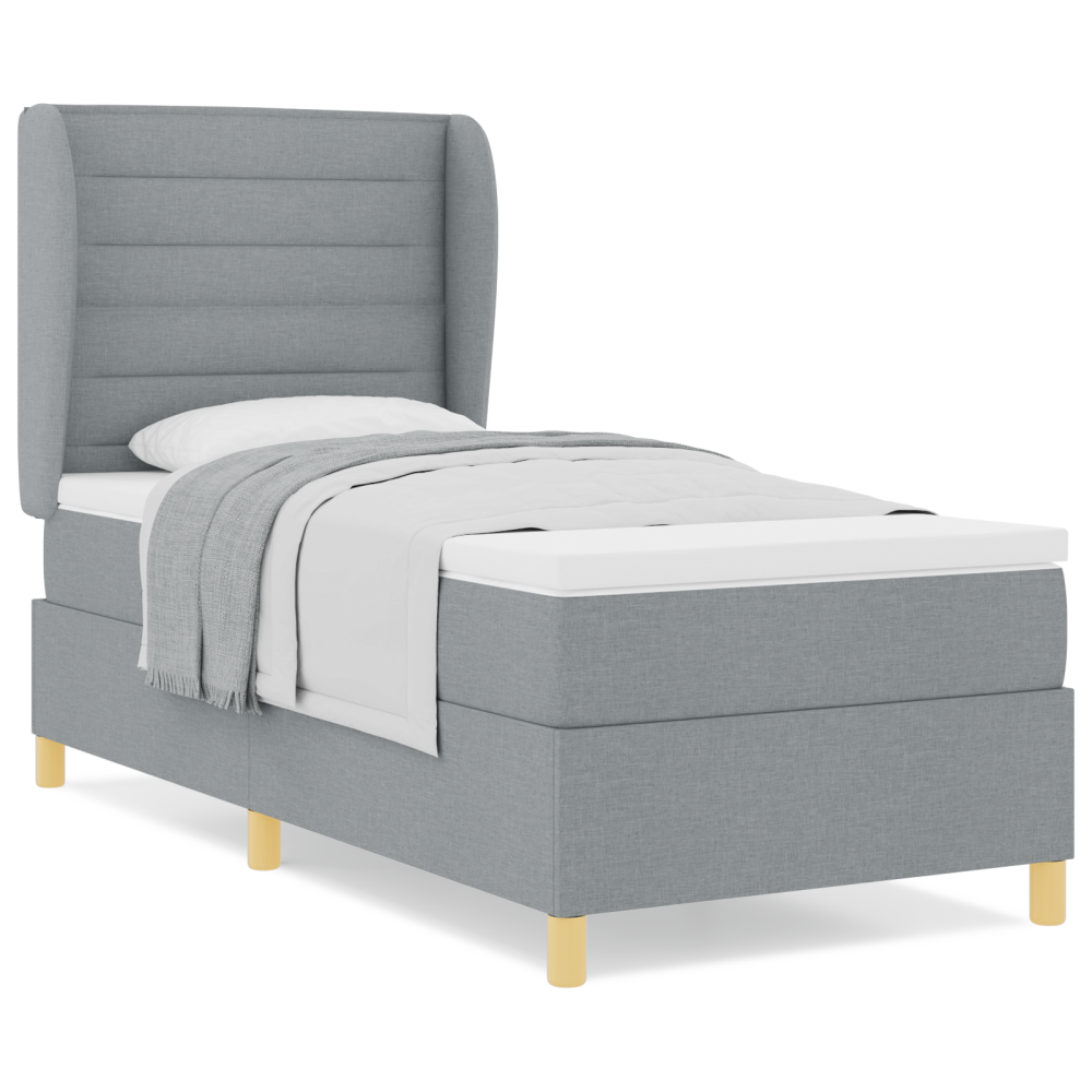 Produktbild för Bäddfjäder med madrass med huvudgavel Ljusgrå 200 x 80 cm tyg