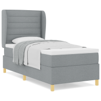 Produktbild för Bäddfjäder med madrass med huvudgavel Ljusgrå 200 x 80 cm tyg