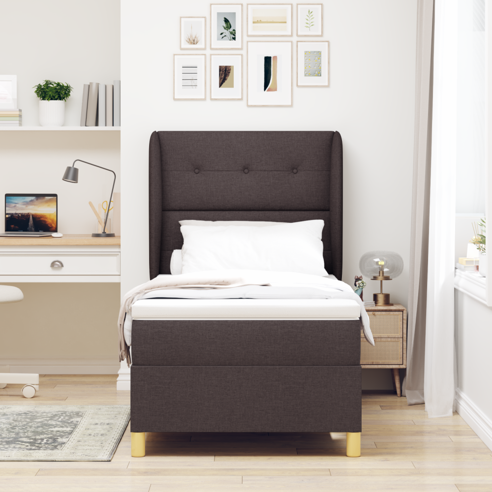 Produktbild för Bäddfjäder med huvudgavel Mörkbrun 200 x 80 cm tyg