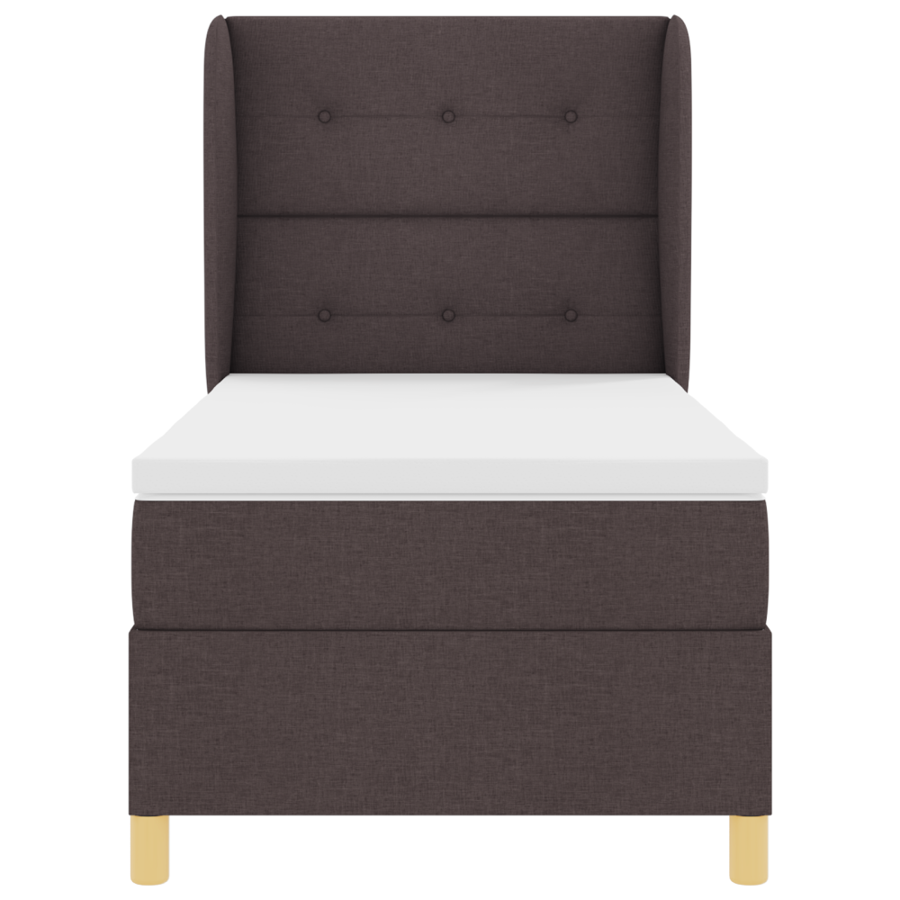 Produktbild för Bäddfjäder med huvudgavel Mörkbrun 200 x 80 cm tyg