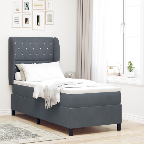 vidaXL Bäddfjäder med madrass Mörkgrå 200 x 80 cm Sammet