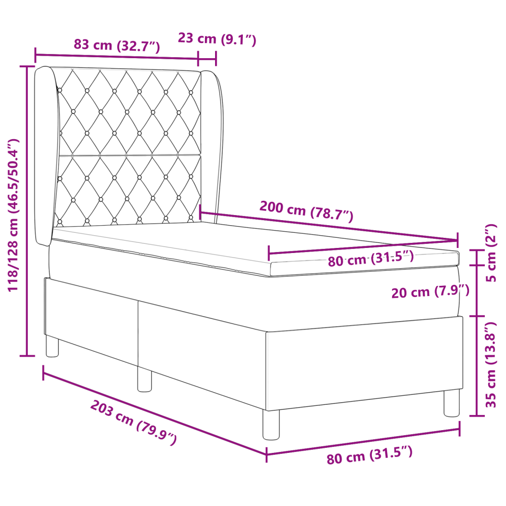 Produktbild för Bäddfjäder med madrass Mörkgrå 200 x 80 cm Sammet