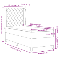 Produktbild för Bäddfjäder med madrass Mörkgrå 200 x 80 cm Sammet