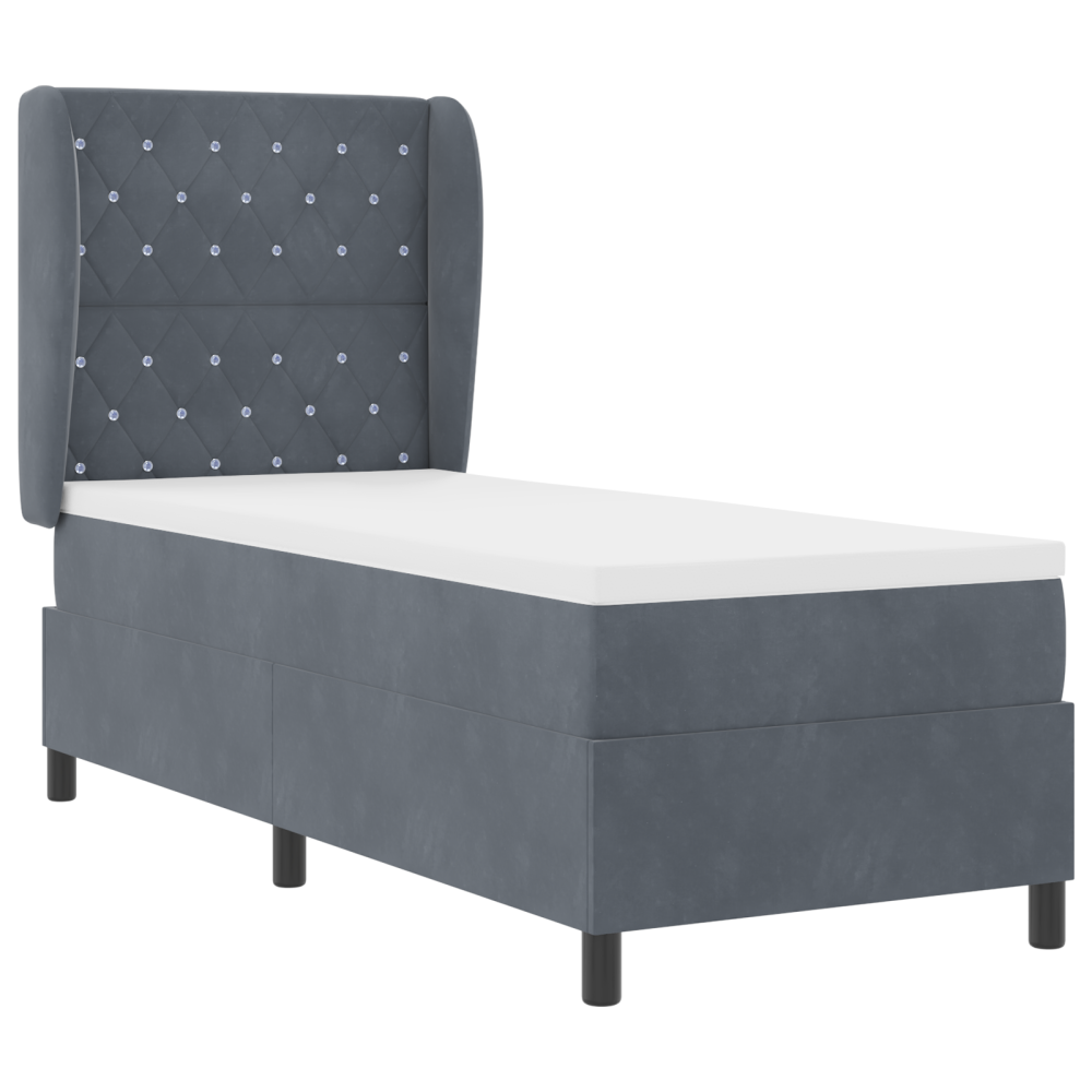 Produktbild för Bäddfjäder med madrass Mörkgrå 200 x 80 cm Sammet