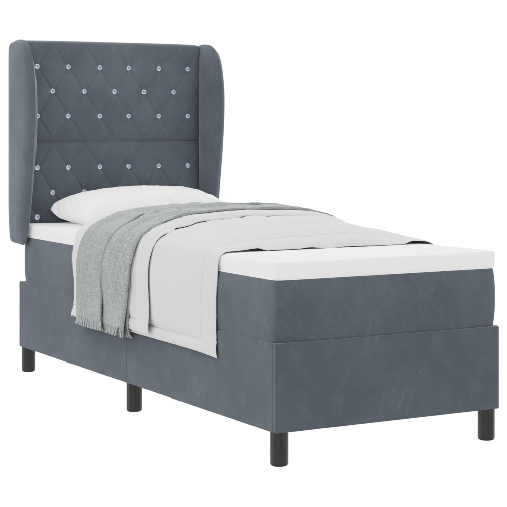 Produktbild för Bäddfjäder med madrass Mörkgrå 200 x 80 cm Sammet