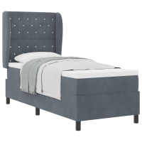 Produktbild för Bäddfjäder med madrass Mörkgrå 200 x 80 cm Sammet
