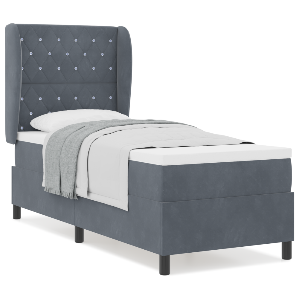 Produktbild för Bäddfjäder med madrass Mörkgrå 200 x 80 cm Sammet