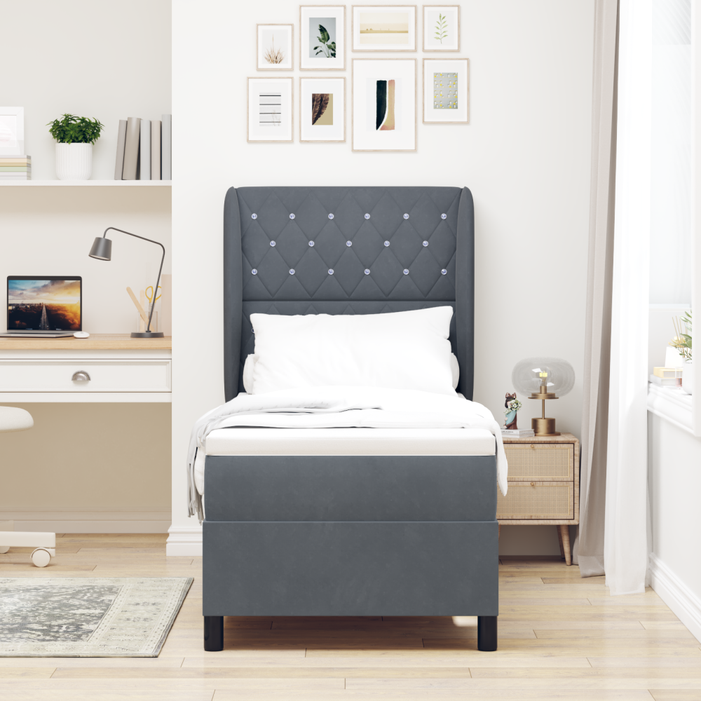 Produktbild för Bäddfjäder med madrass Mörkgrå 200 x 80 cm Sammet