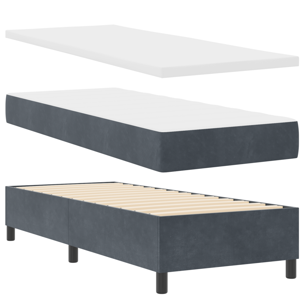 Produktbild för Bäddfjäder med madrass Mörkgrå 200 x 80 cm Sammet