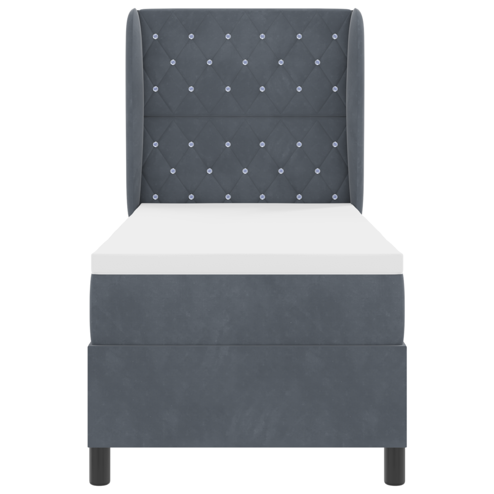 Produktbild för Bäddfjäder med madrass Mörkgrå 200 x 80 cm Sammet