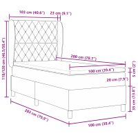 Produktbild för Bäddfjäder med madrass Ljusgrå 200 x 100 cm Sammet