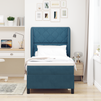 Produktbild för Bäddfjäder med huvudgavel Mörkblå 200 x 100 cm Sammet