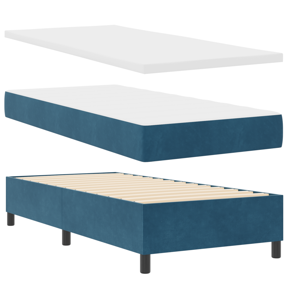 Produktbild för Bäddfjäder med huvudgavel Mörkblå 200 x 100 cm Sammet